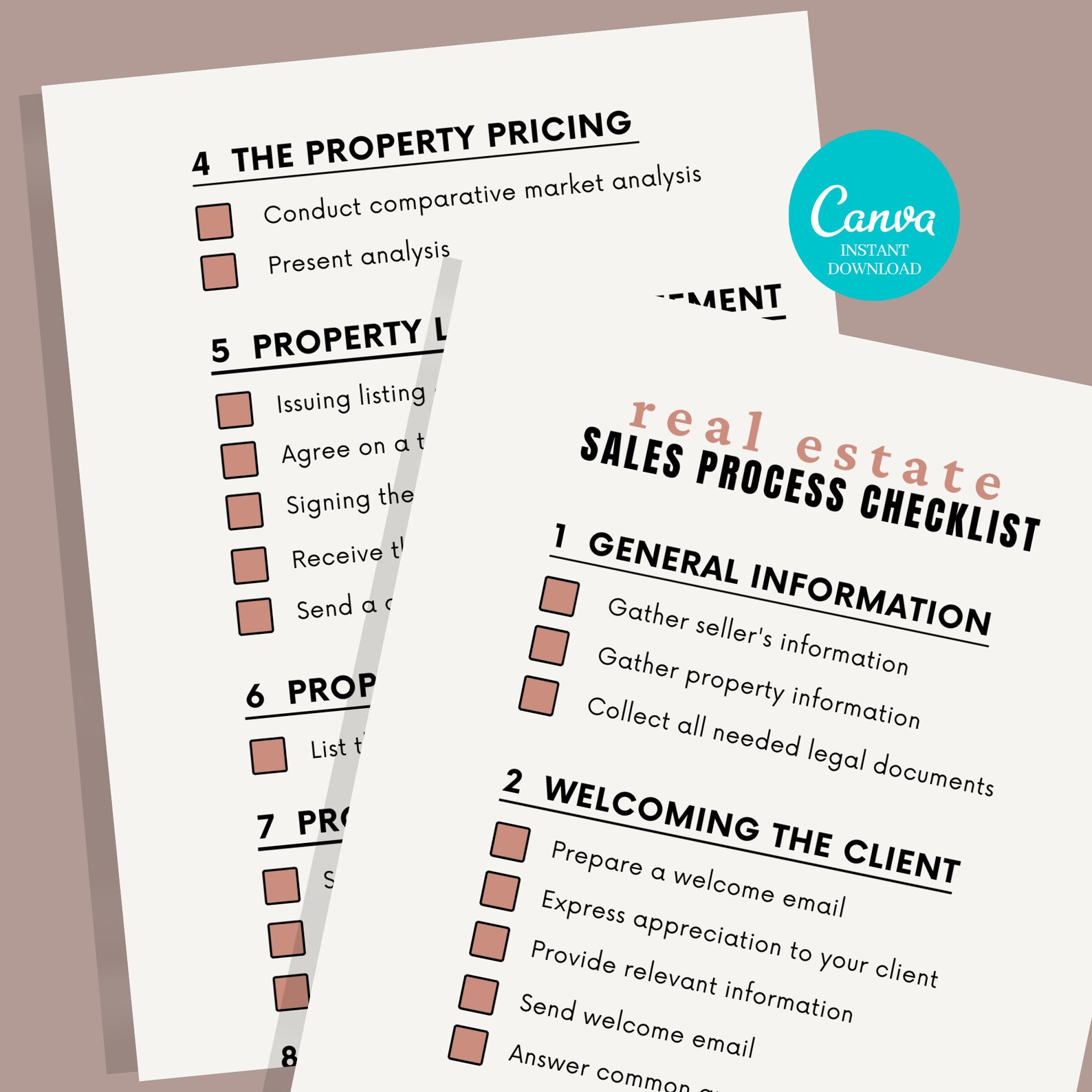 Real Estate Sales Process Checklist Printable Checklist Etsy