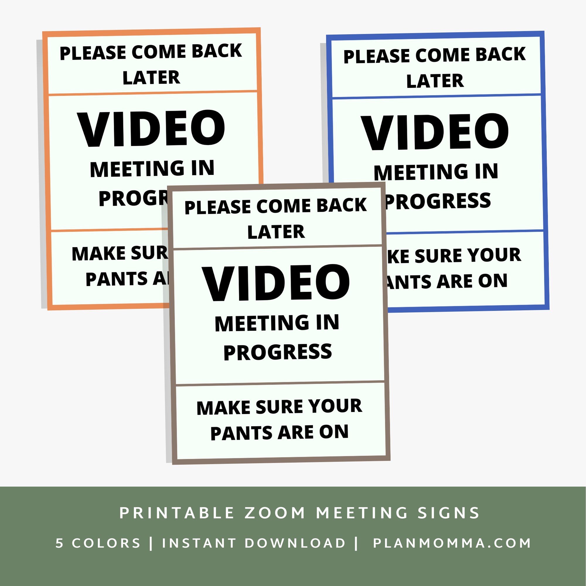 Zoom Meeting in Progress Printable Sign 5 Colors Video | Etsy