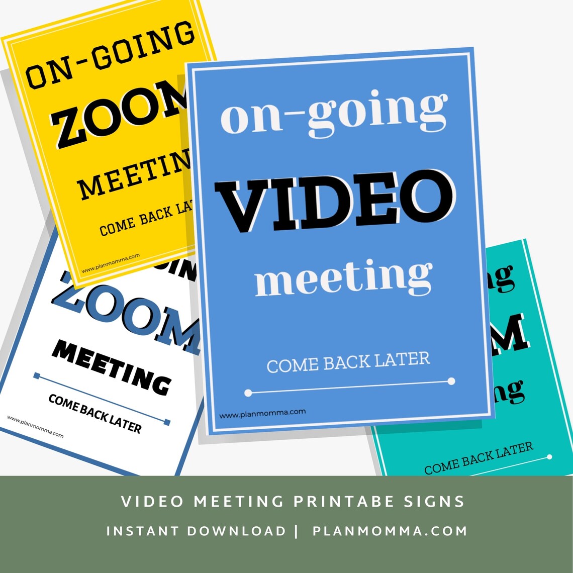 Video Meeting Signs Printable Signs Zoom Meeting work from | Etsy