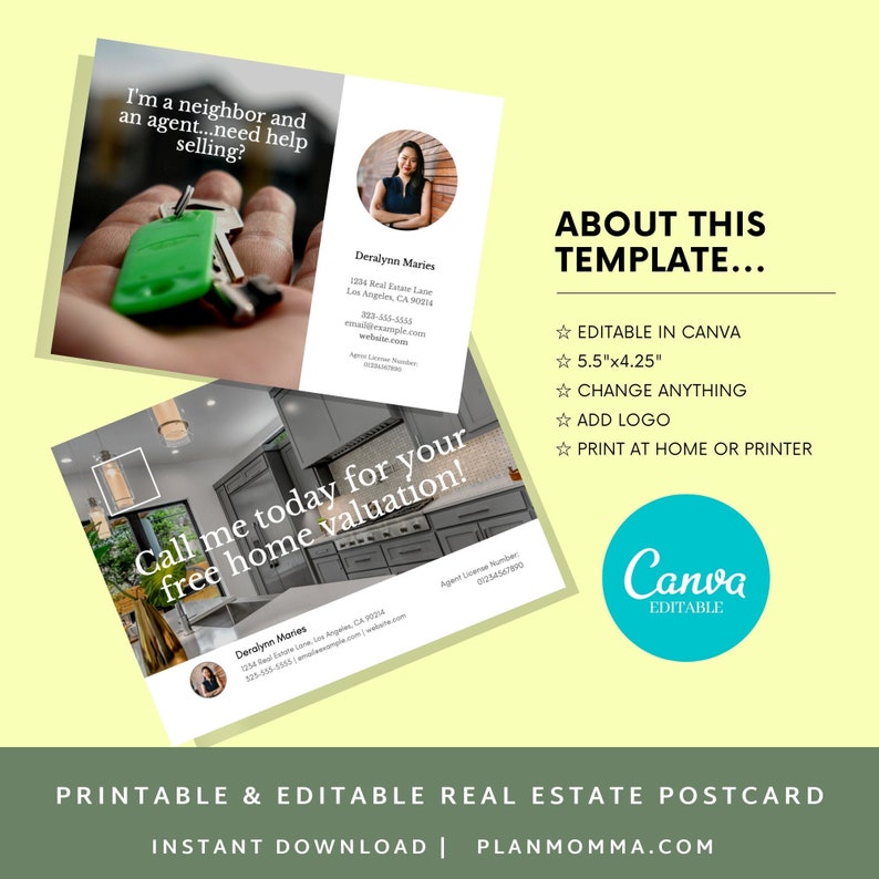 Realtor Templates Postcard Instant Download Postcard Etsy