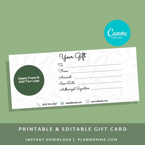 Gift Certificate Template for Hair Salon Gift Card Printable Etsy