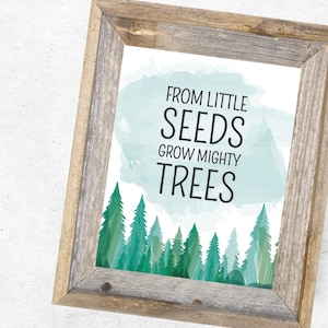 From Little Seeds Grow Mighty Trees Nursery Printable, Woodlands Nursery Decor, Gender Neutral Nursery Poster, Adventure, Baby Shower Gift