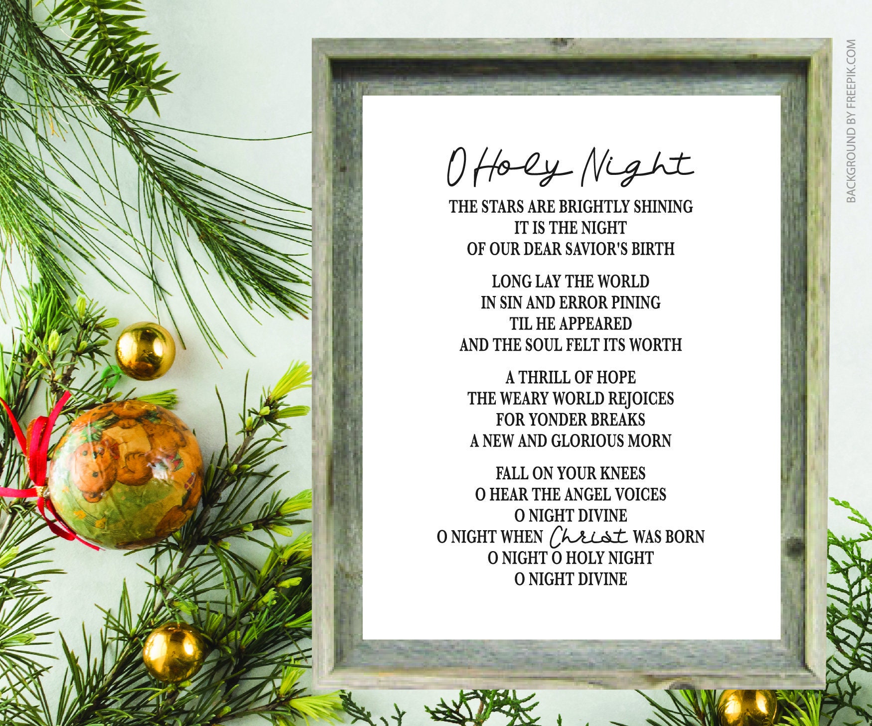 O Holy Night Printable Sign / Christmas SVG, PDF, JPG / Farmhouse ...