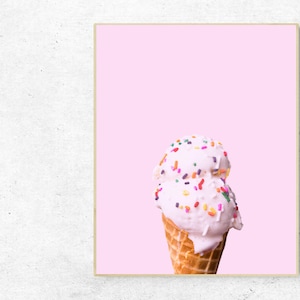 Rosa Eis Kegel druckbare, rosa Kinderzimmer Dekor, Mädchen Zimmer Wandkunst, Mädchen Kinderzimmer Dekor, Eis Kegel Wandkunst, Regenbogen besprenkelt