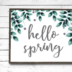 Hello Spring Printable Instant Download - Farmhouse Spring Sign, Hello Spring Sign, Farmhouse Sign, Floral Spring Wall Art