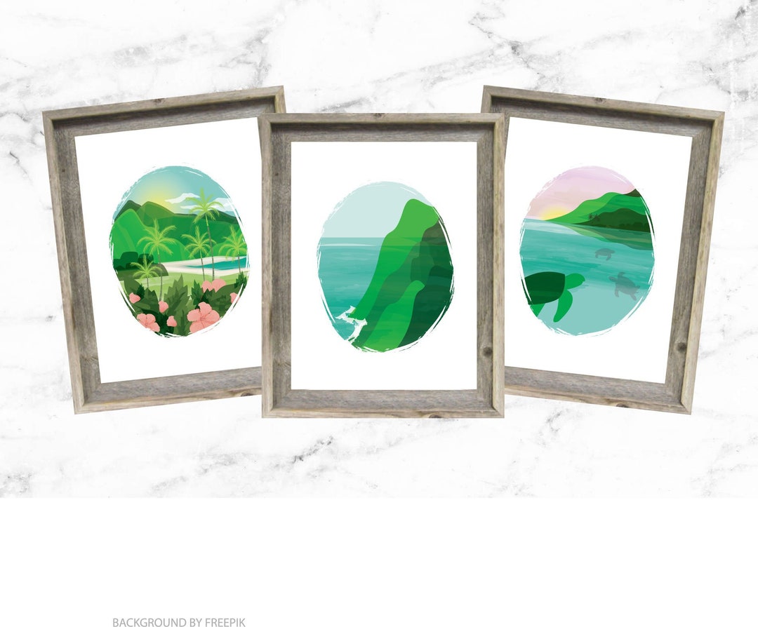 Tropical Hawaiian Printable Set of Three, Tropical Nursery Decor ...