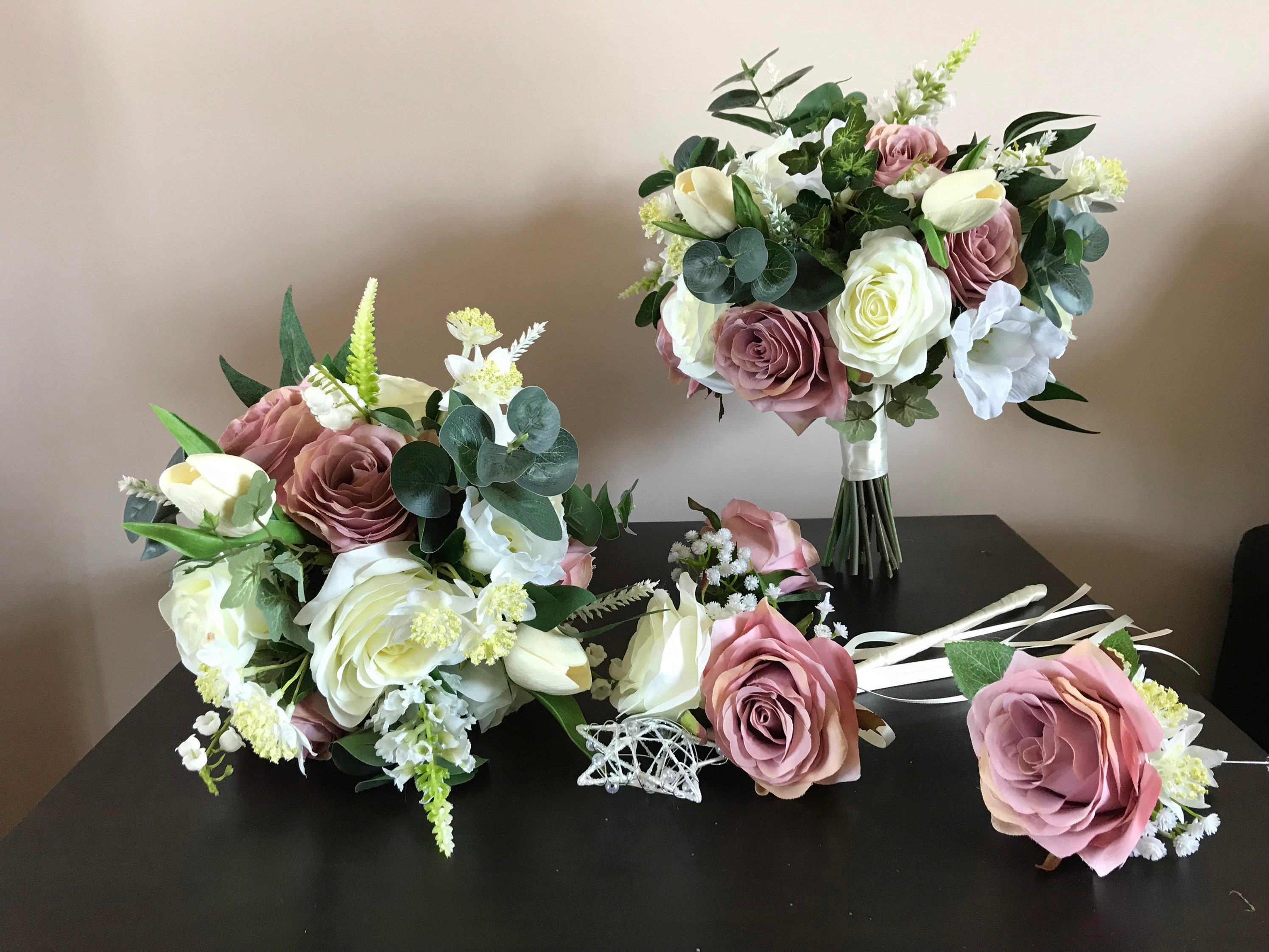 Mauve and Cream Artificial Flowers Wedding Etsy UK