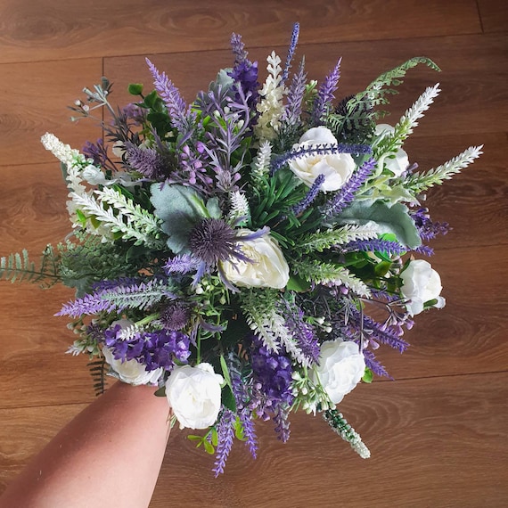 Confezione da 8 fiori artificiali di lavanda da esterno, realistici, resistenti ai raggi UV, non