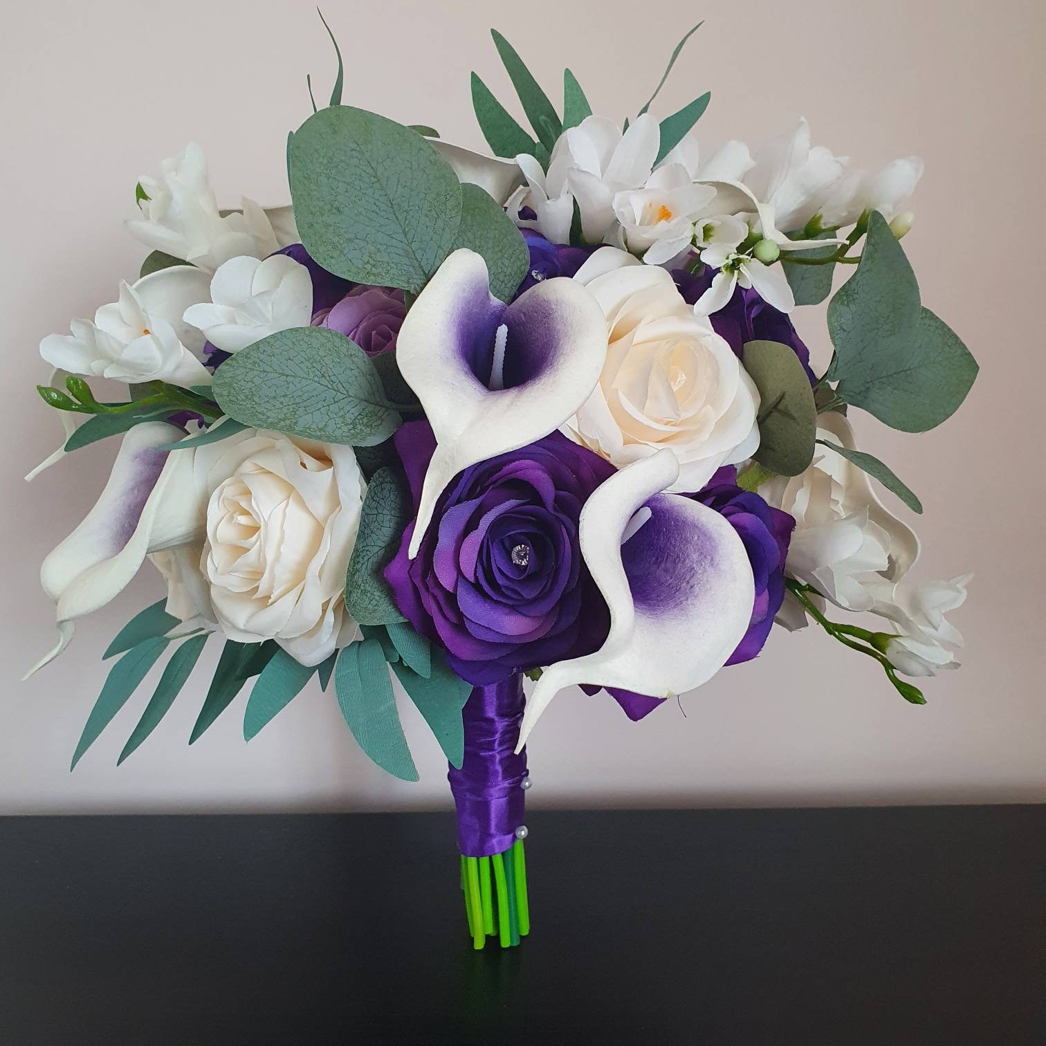 Cream and Purple Bride Bouquet