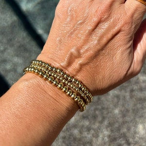 The Beaded Bracelets 3 piece Set • Silver Beaded Bracelets or 18K Gold Plated • Adjustable Bead Bracelet Stack • Waterproof Stainless Steel