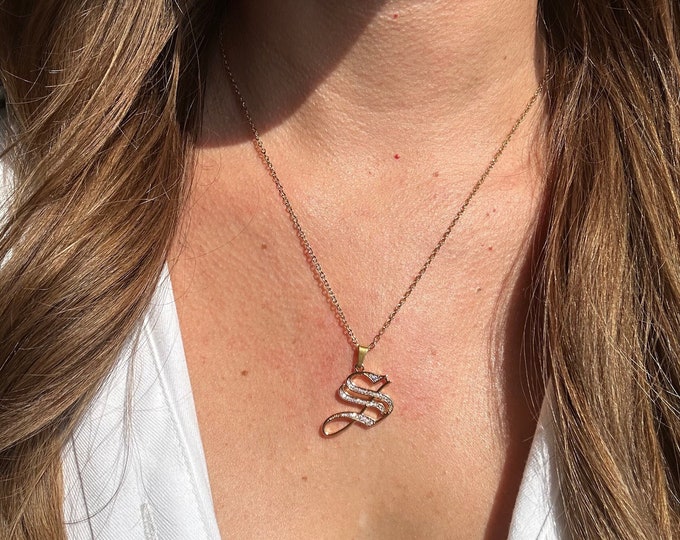 Old English Pave Initial Necklace