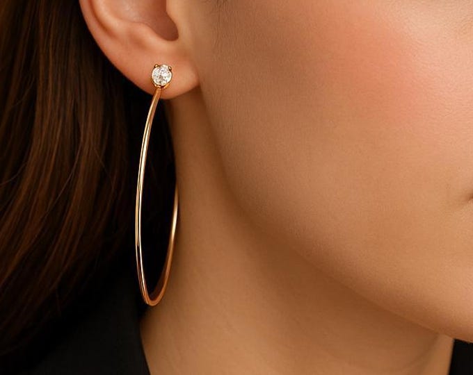 Diamond Stud Hoop Earrings | Made to Order