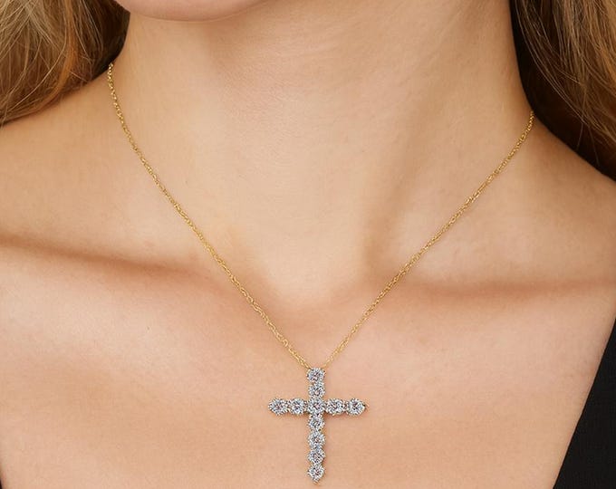 Moissanite Diamond Cross Necklace