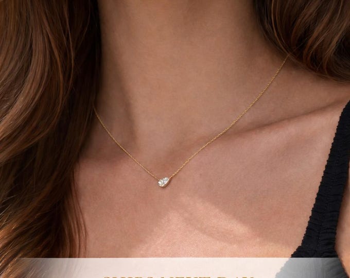 Riley East-West Pear Cut Pendant Necklace