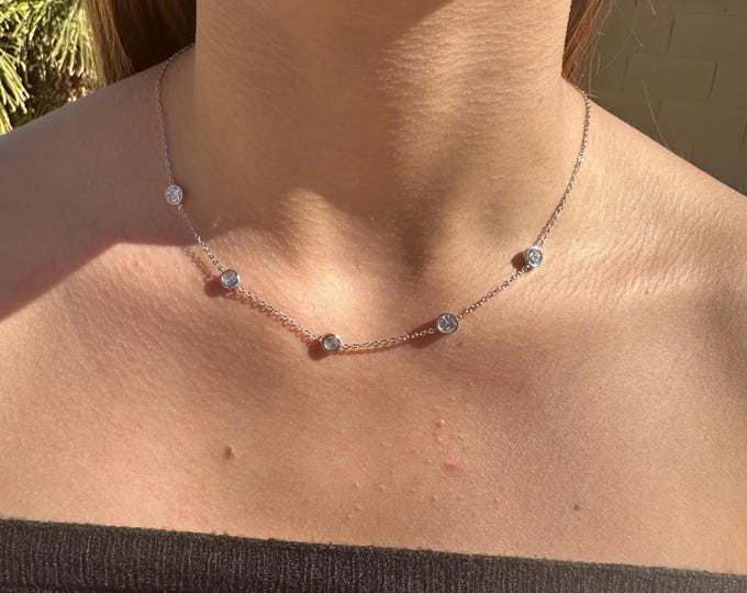 Glimmer Five Diamond Bezel Strand Necklace