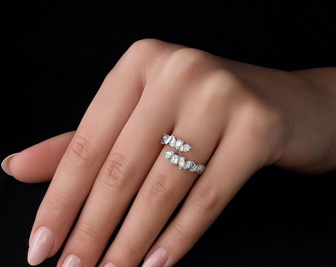 Daniela Multi Diamond Simulated Open Ring