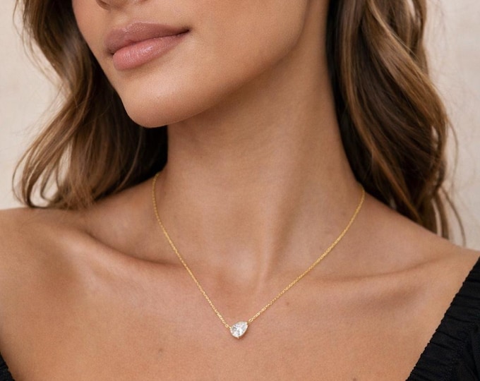 Elara East-West Pear Cut Pendant Necklace