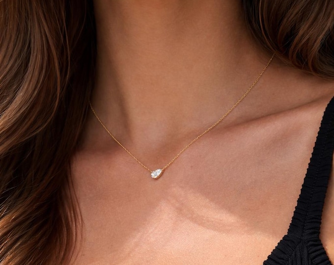 Riley East-West Pear Cut Pendant Necklace