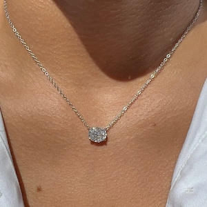 3CT High Carbon Diamond Pendant Necklace • Envy Pendant Necklace • Crushed Ice Oval Cut Pendant Necklace • East West Oval Solitaire Necklace