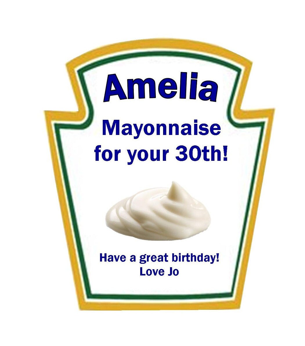 Personalized mayonnaise mayonaise sauce bottle label Perfect Etsy