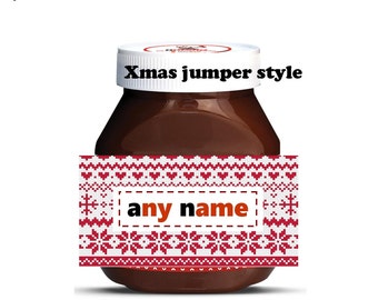 Personalised Personalized Xmas Christmas Jumper Style Nutella Label