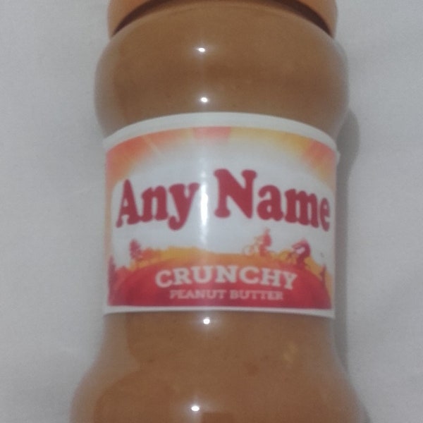 Peanut Butter PERSONALISED Personalized ANY NAME label sticker & Spoon sunpat / reese's