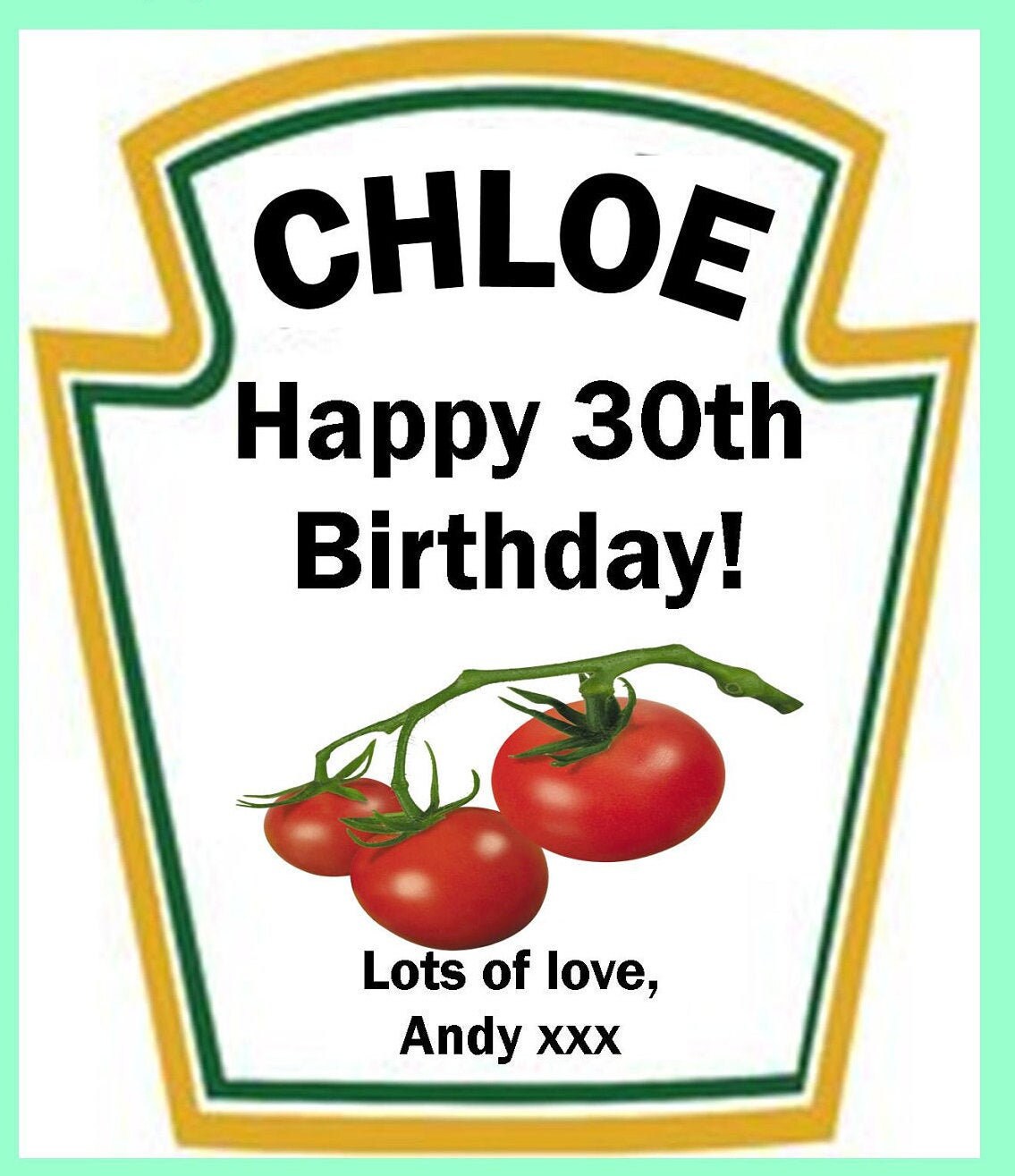 Personalised ketchup/tomato sauce style bottle label Perfect Etsy