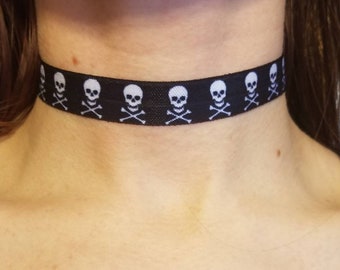 SALE Skull printed choker, punk,goth, Halloween accessories,
