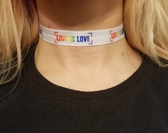 Love is love printed choker, pride, pride wedding, bachelorette parties, pride week