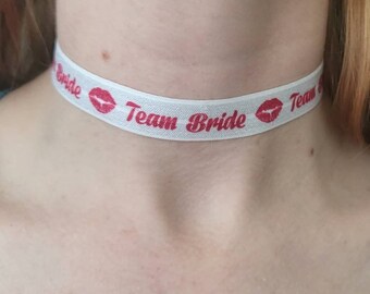 Team bride pink and white choker for bachelorette party