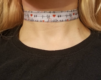 Pulse printed choker, Halloween nurse costume, nurses