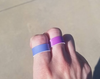 UV reactive color changing faux leather rings