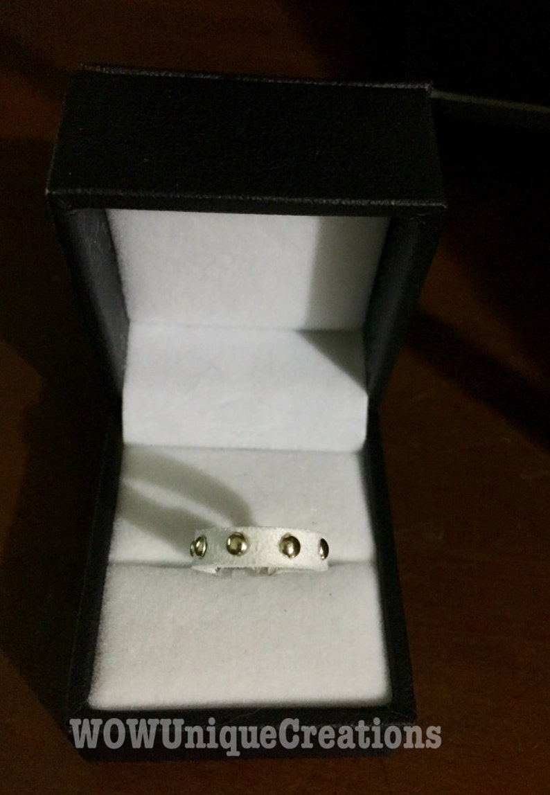 White studded suede ring teen fashion stocking stuffers gifts for her unique rings gifts for teens studded suede women/'s rings