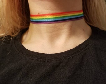 Rainbow printed choker, pride