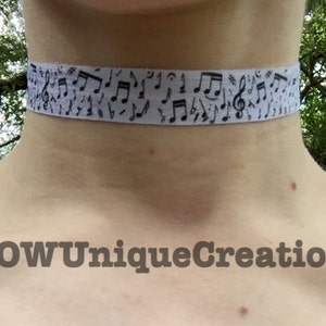 Musical notes choker, chokers, music lovers, music, teens, gifts for teens, gifts for her, unique necklaces, jewelry, retro