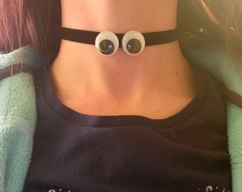 Googly eyed choker, halloween, goofy necklace, funny gifts