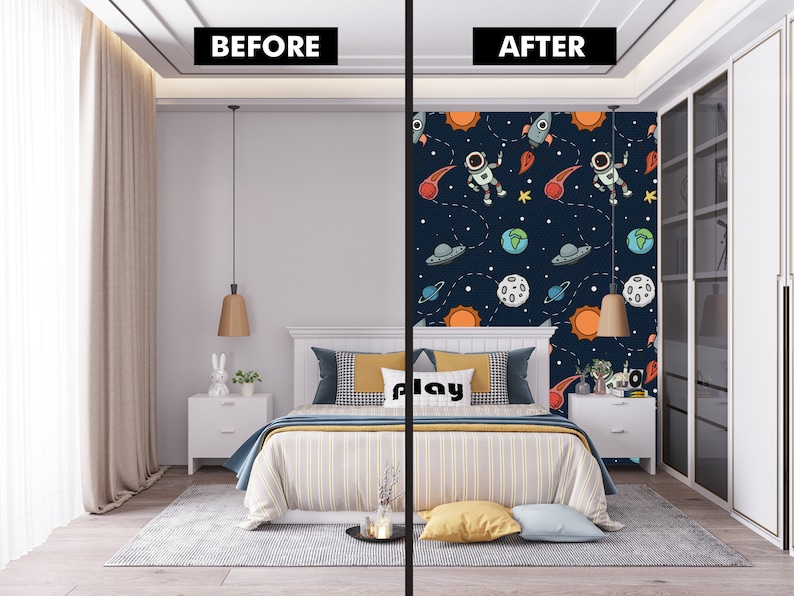 Textured Peel and Stick Wallpaper Space Theme Wallpaper Mural | Etsy