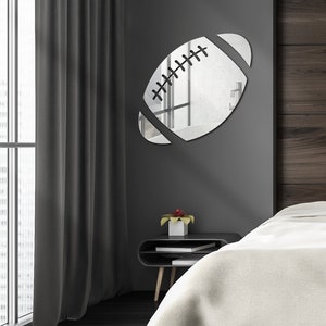 Mirror Figures Shapes Wall Decor, Football Ball - Wall Mirror Mounted Decorative - Multiple Size Options - Support With Double-Sided Tape