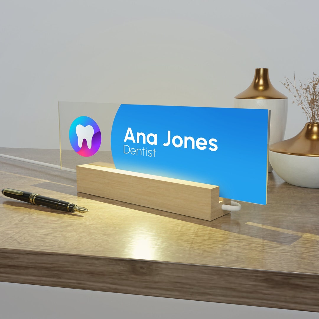 Acrylic Desk Name Plate Custom Name Sign With LOGO Acrylic Etsy