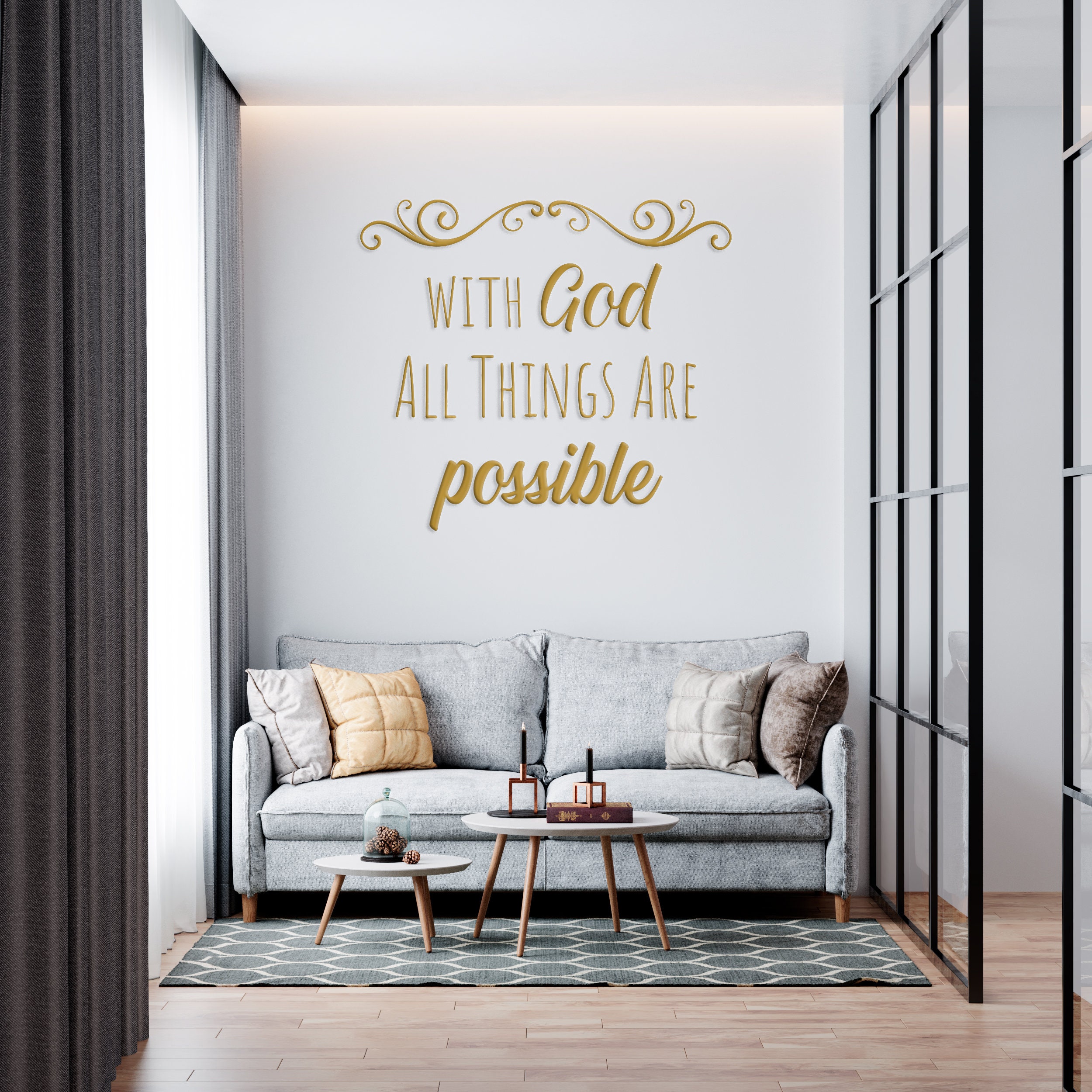 Vinyl With God All Things Are Possible Quote Decal Wall Sticker Arts Decor 
