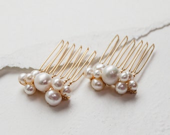 Bauble Pearl Cluster Hair Comb (Set of 2) | tiny bridal hair slides featuring large freshwater pearls