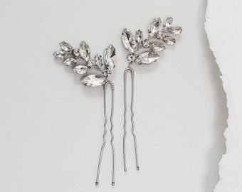 Fern Rhinestone Hair Pins | nature inspired wedding hair accessories for the romantic bride