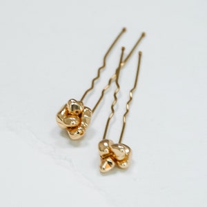 Gold Cluster Hair Pins: Geometric Metal Nugget Bobby Pins (Set of 2)