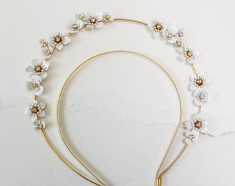 Scattered Enamel Floral Crown | whimsical white flower encrusted halo