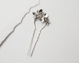 Marissa Hair Fork | large silver floral hair fork for chignons and up-dos for bride, wedding, bridesmaid, special occasion