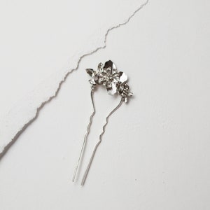 Marissa Hair Fork | large silver floral hair fork for chignons and up-dos for bride, wedding, bridesmaid, special occasion