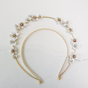 Scattered Enamel Floral Crown whimsical white flower encrusted halo image 1