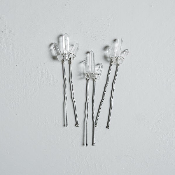 Mini Natural Quartz Hair Pins (Set of 3)