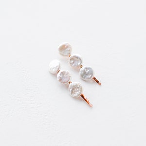 Freshwater Pearl Hair Pins Set of 2 Gold, Silver, and Rose Gold Simple and Modern Wedding Accessories Bridesmaid & Bridal Hair Pins image 4