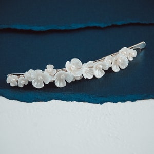 Ivory Flower Barrette Scattered, Clustered Tiny Flowers on a Slide Barrette Wedding Hair Accessories image 3